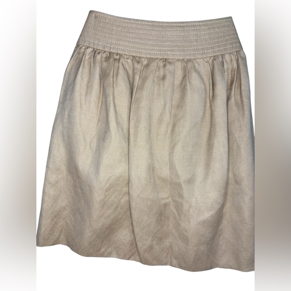 J Crew women’s Dorrie Linen Blend mini Skirt camel color sz 0 preloved - Picture 8 of 10